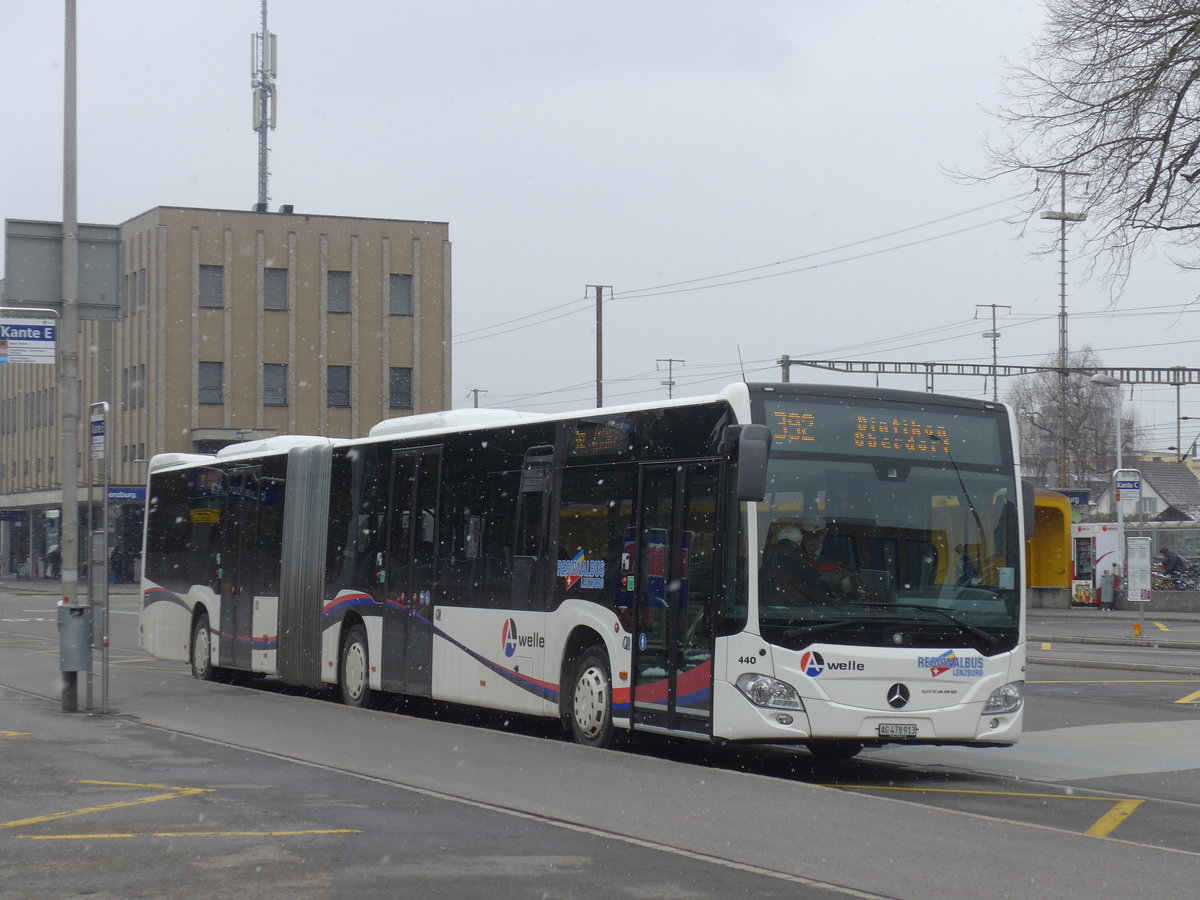 (189'545) - Knecht, Windisch - Nr. 440/AG 478'913 - Mercedes am 19. Mrz 2018 beim Bahnhof Lenzburg