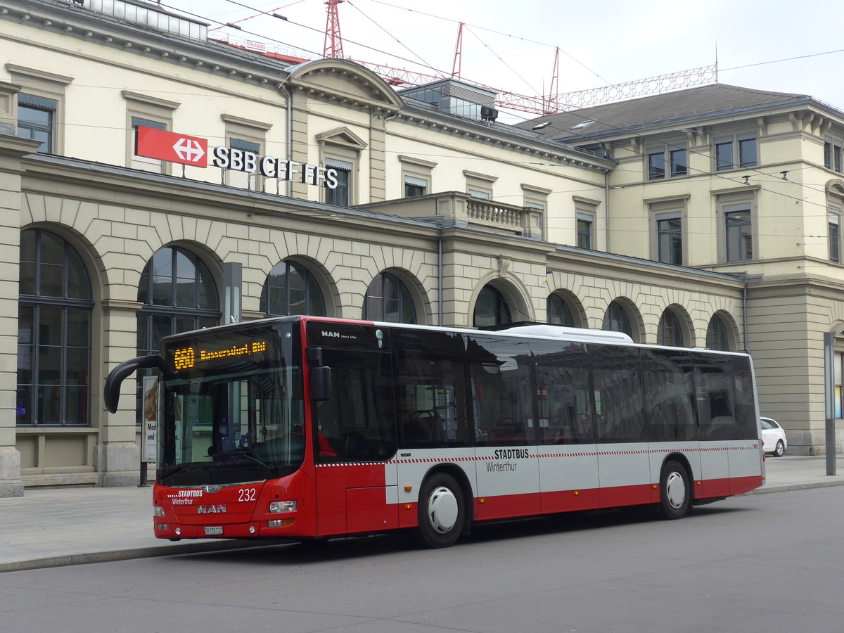 (192'320) - SW Winterthur - Nr. 232/ZH 725'232 - MAN am 5. Mai 2018 beim Hauptbahnhof Winterthur