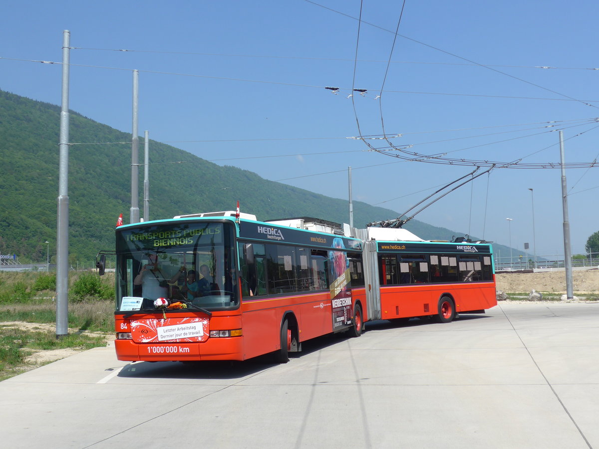 (192'881) - VB Biel - Nr. 84 - NAW/Hess Gelenktrolleybus am 6. Mai 2018 in Biel, Stadien