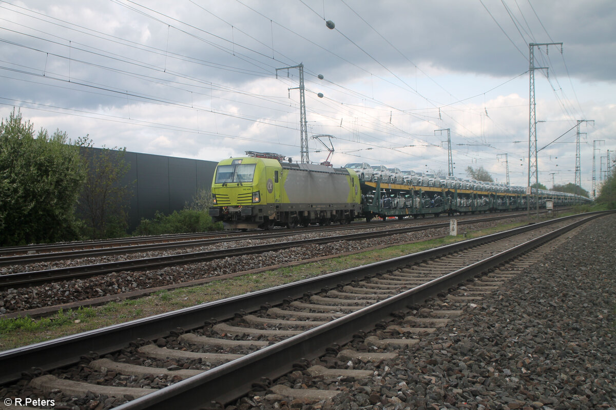 193 406-6 zieht mit ein offenen ARS Altmann Autotransportzug durch N�rnberg Hohe Marter.10.04.24