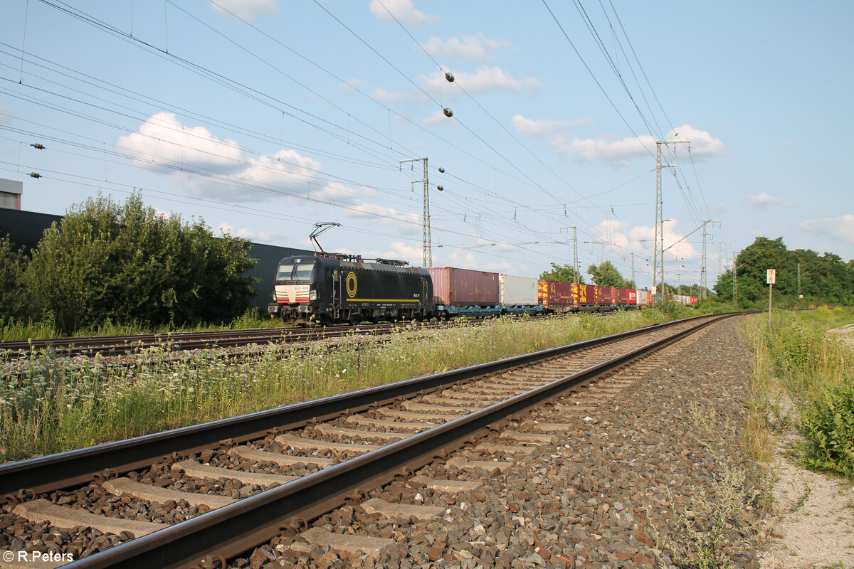 193 628 alias X4E 628 durchfährt Nürnberg Hohe Marter mit einem Containerzug. 24.07.24