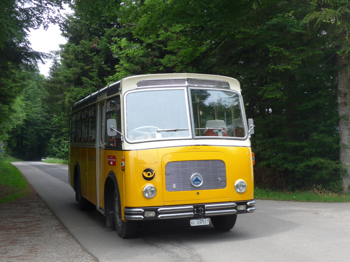 (193'688) - Streiff, Gelterkinden - AG 306'557 - Saurer/Gangloff (ex Oldie-Tours Zrisee, Wollerau; ex OTAG, Wald; ex Leibundgut, Obergoldbach; ex Krebs, Belpberg) am 3. Juni 2018 in Waldhusern, Kurhaus