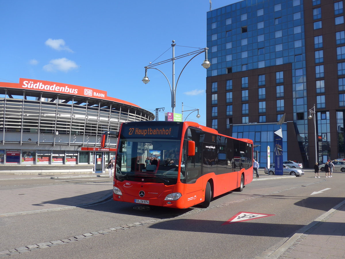 (194'143) - VAG Freiburg - Nr. 874/FR-SW 874 - Mercedes am 18. Juni 2018 beim Bahnhof Freiburg