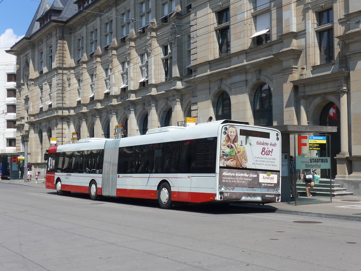 (194'637) - SW Winterthur - Nr. 347/ZH 766'347 - Solaris am 7. Juli 2018 beim Hauptbahnhof Winterthur