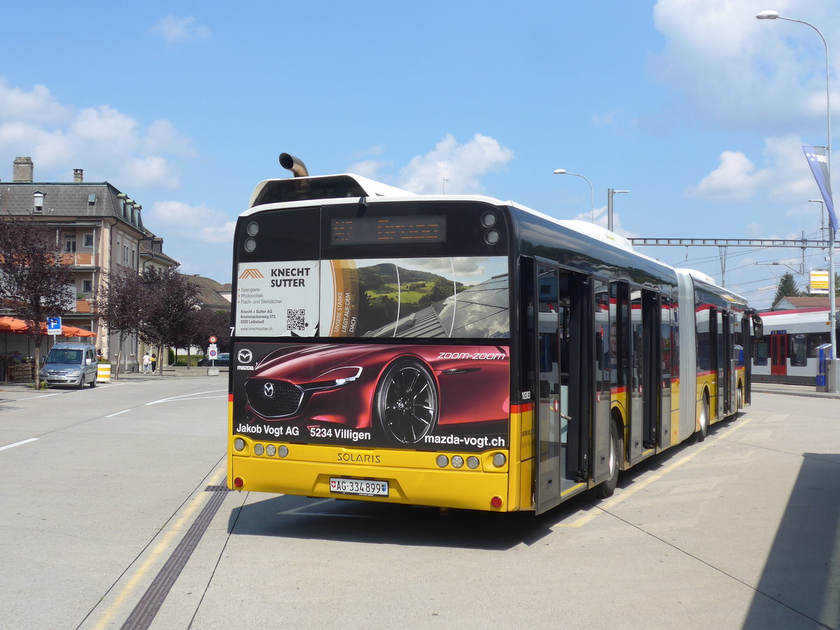 (195'149) - Keller, Hottwil - Nr. 7/AG 334'899 - Solaris am 23. Juli 2018 beim Bahnhof Laufenburg