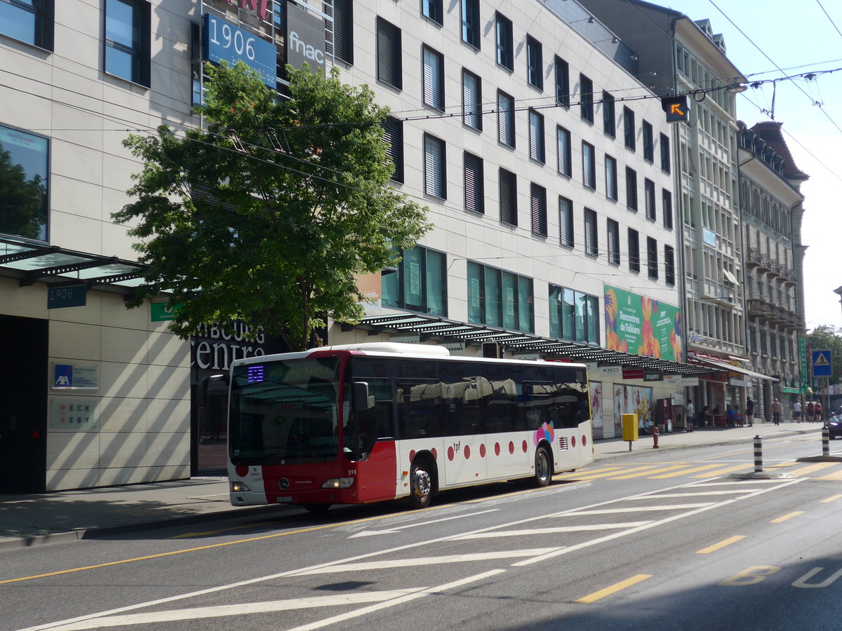 (195'623) - TPF Fribourg - Nr. 393/FR 300'212 - Mercedes (ex Nr. 801) am 5. August 2018 beim Bahnhof Fribourg