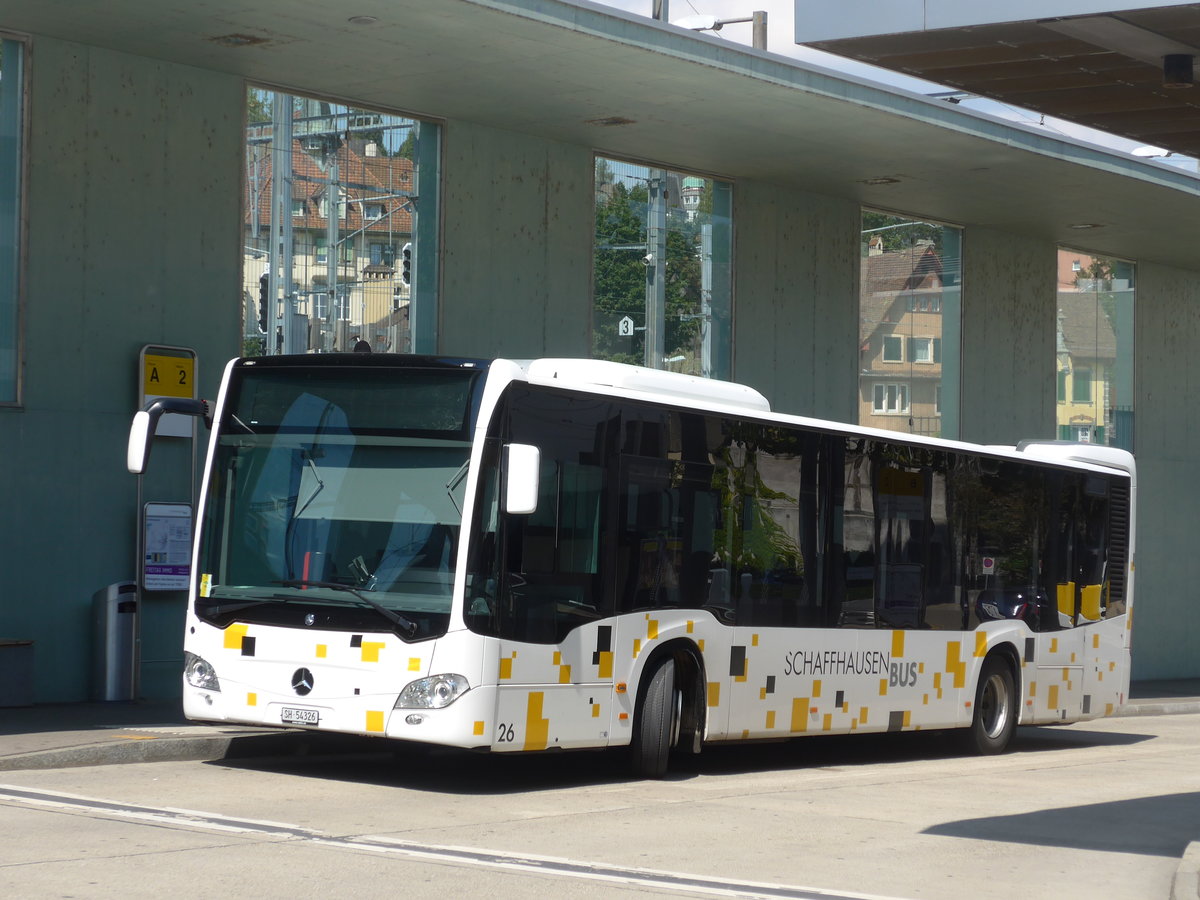 (196'126) - SB Schaffhausen - Nr. 26/SH 54'326 - Mercedes am 20. August 2018 beim Bahnhof Schaffhausen