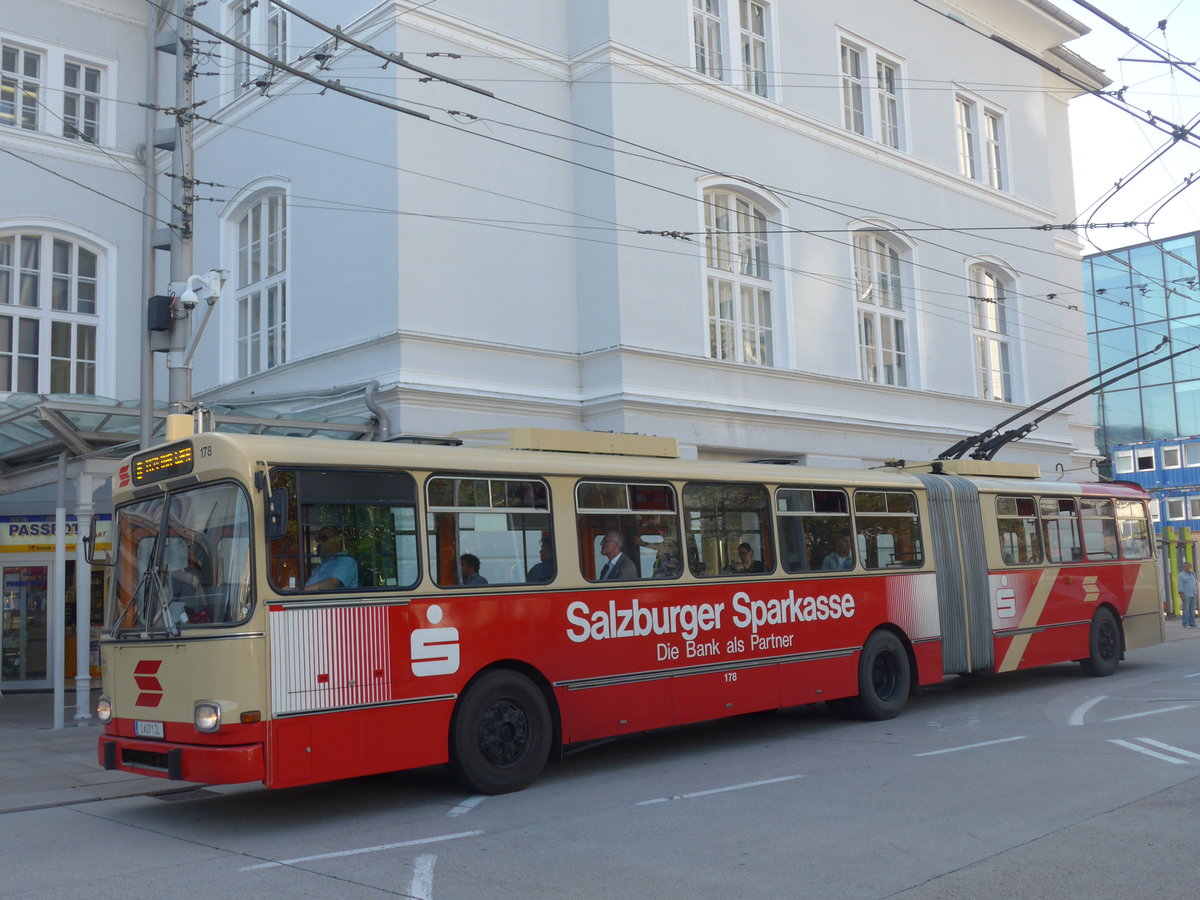 (197'053) - SSV Salzburg (POS) - Nr. 178/S 371 JL - Grf&Stift Gelenktrolleybus am 13. September 2018 beim Bahnhof Salzburg 