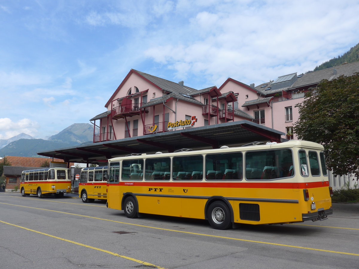 (197'711) - Schmid, Thrishaus - BE 26'206 - Saurer/Tscher (ex P 24'244) am 16. September 2018 in Meiringen, Postautostation