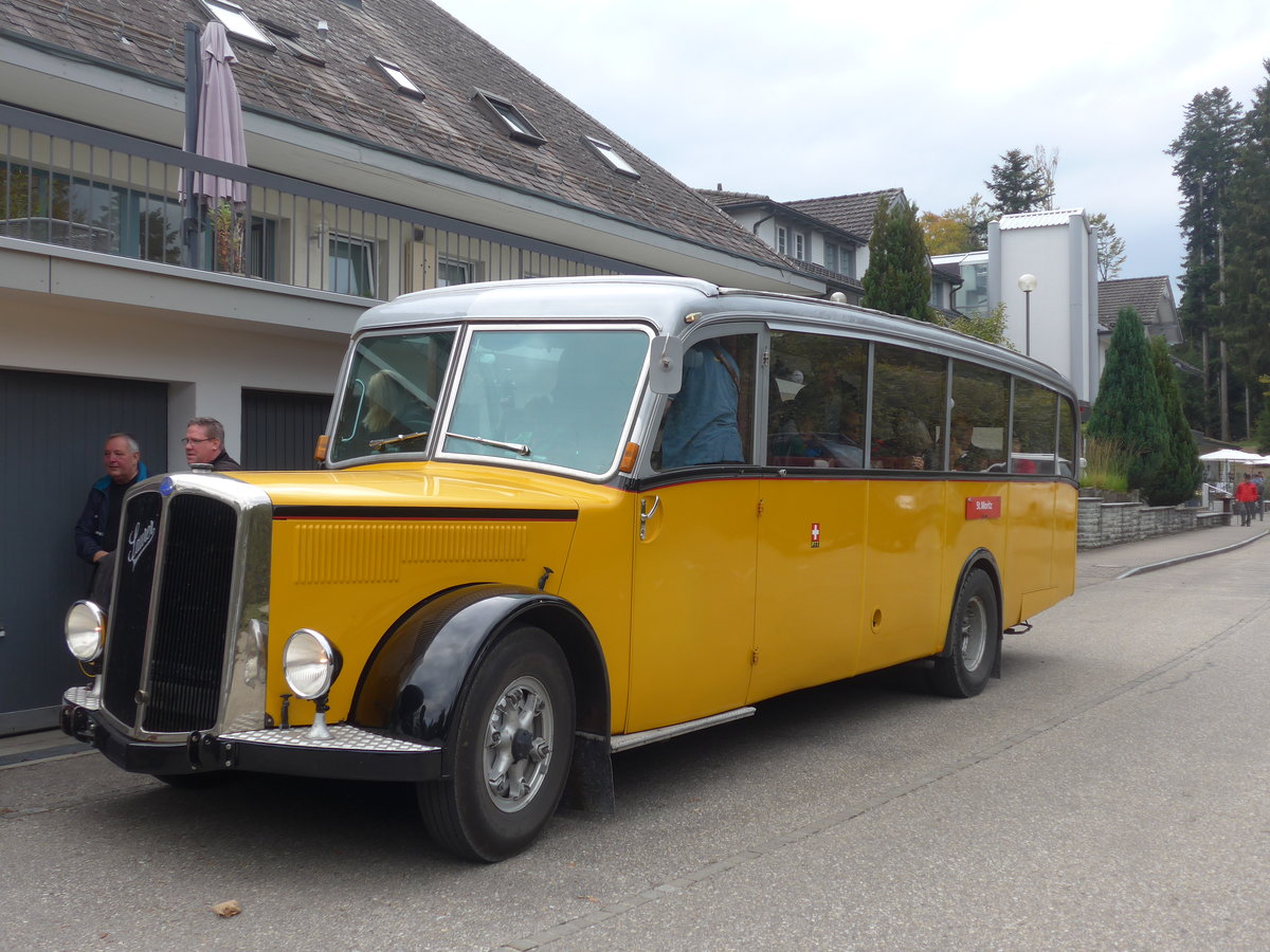 (198'097) - Schlapp, Cottens - FR 300'537 - Saurer/Saurer (ex SATEG, Lausanne; ex P 23'086; ex P 2138) am 1. Oktober 2018 in Emmenmatt, Moosegg