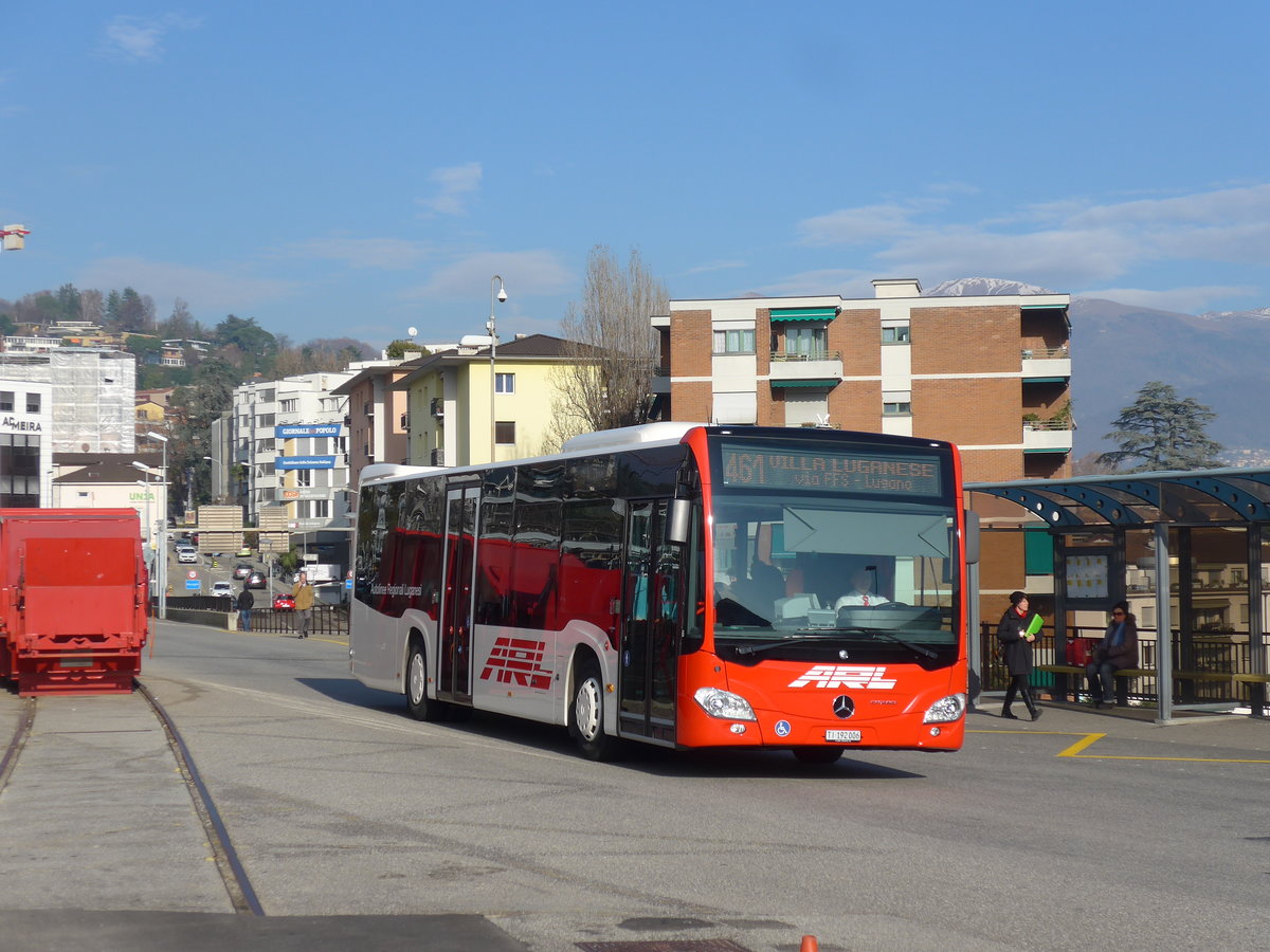 (199'744) - ARL Viganello - Nr. 6/TI 192'006 - Mercedes am 7. Dezember 2018 beim Bahnhof Lugano