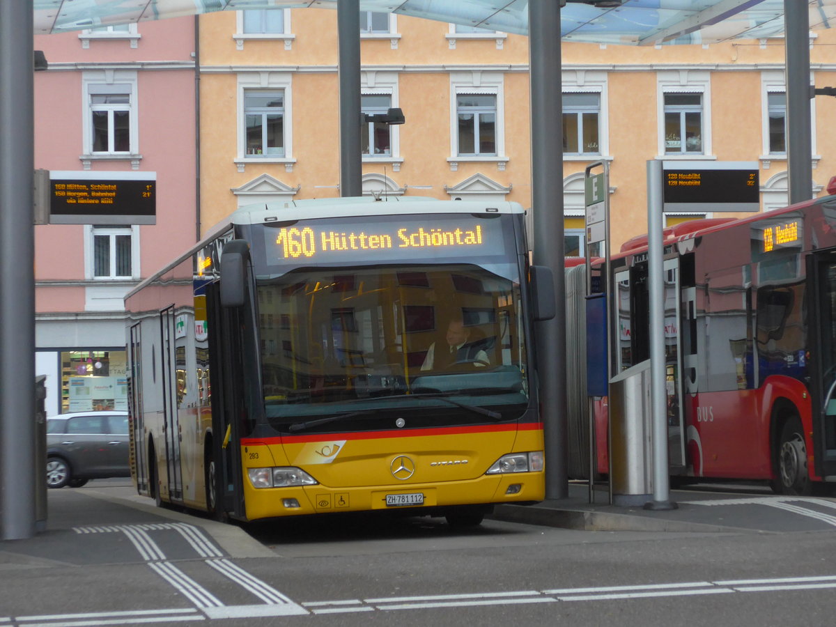 (199'790) - PostAuto Zrich - Nr. 283/ZH 781'112 - Mercedes (ex Bhrer, Hirzel) am 8. Dezember 2018 beim Bahnhof Wdenswil