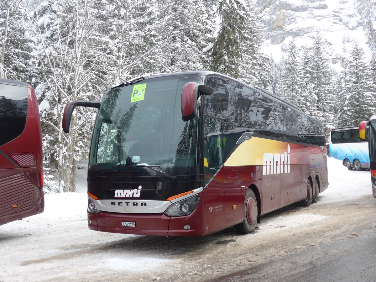 (200'933) - Marti, Kallnach - Nr. 19/BE 572'219 - Setra am 12. Januar 2019 in Adelboden, Unter dem Birg