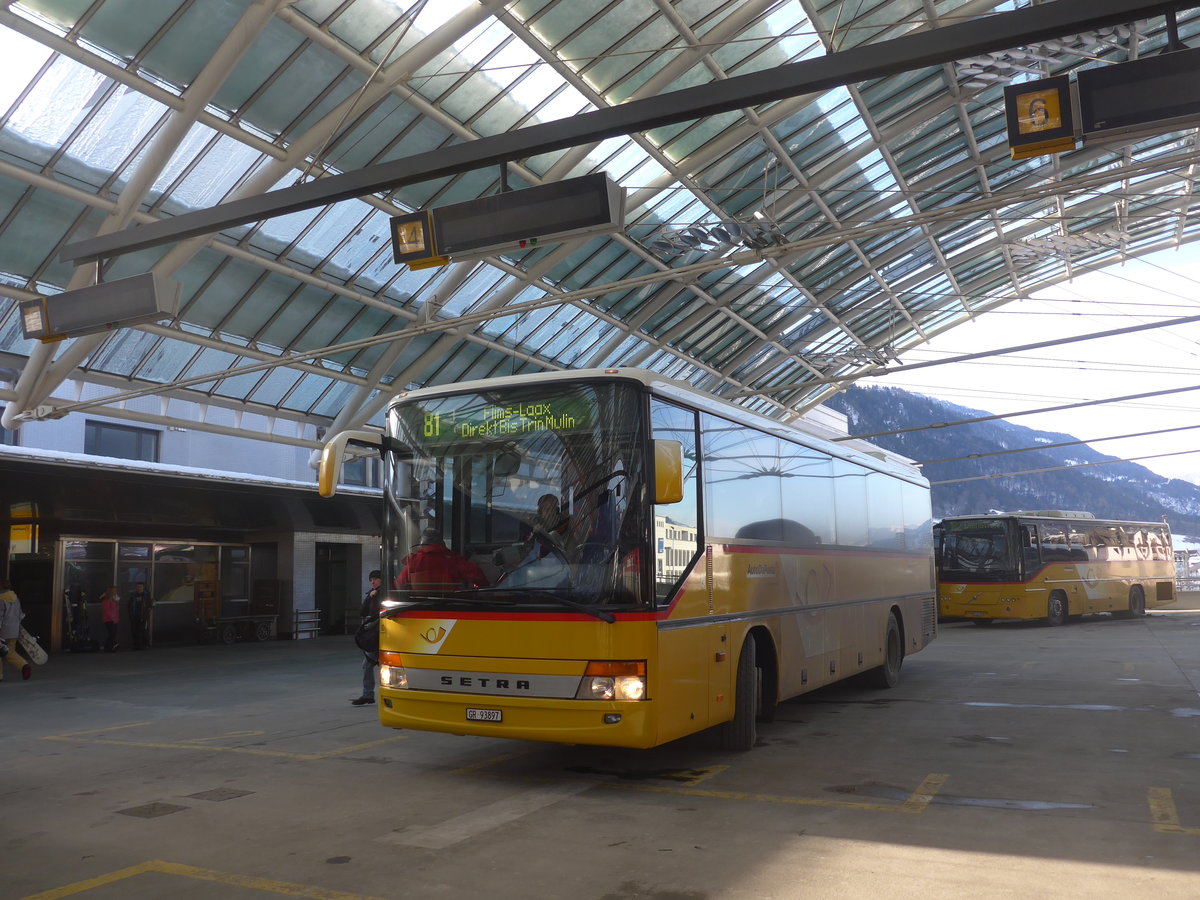 (201'239) - Bundi, Disentis - GR 93'897 - Setra (ex GR 153'860; ex Zazzi, Disentis) am 19. Januar 2019 in Chur, Postautostation