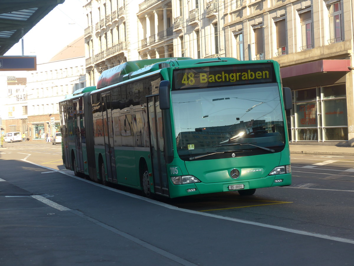 (201'564) - BVB Basel - Nr. 705/BS 6664 - Mercedes am 16. Februar 2019 beim Bahnhof Basel