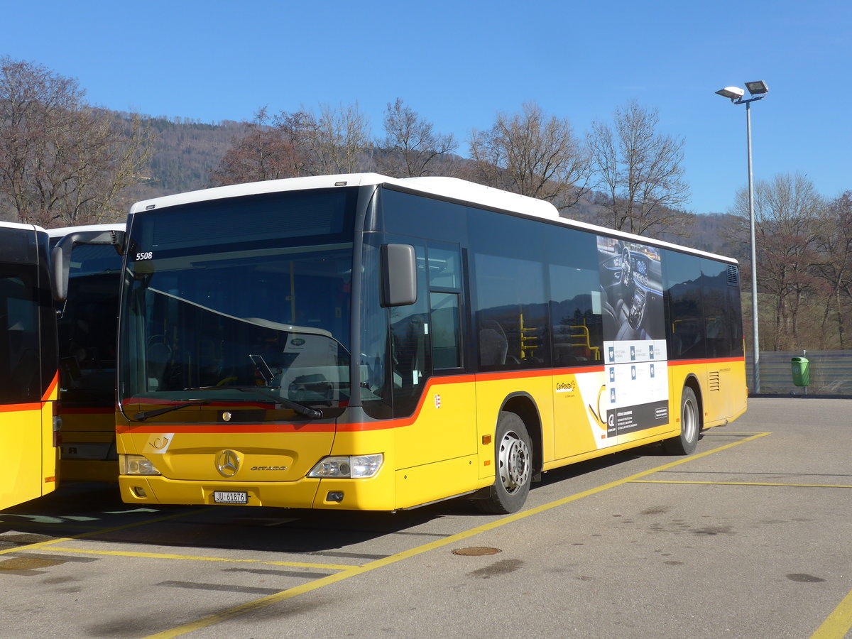 (201'592) - CarPostal Ouest - JU 61'876 - Mercedes (ex Nr. 16) am 16. Februar 2019 in Develier, Parkplatz