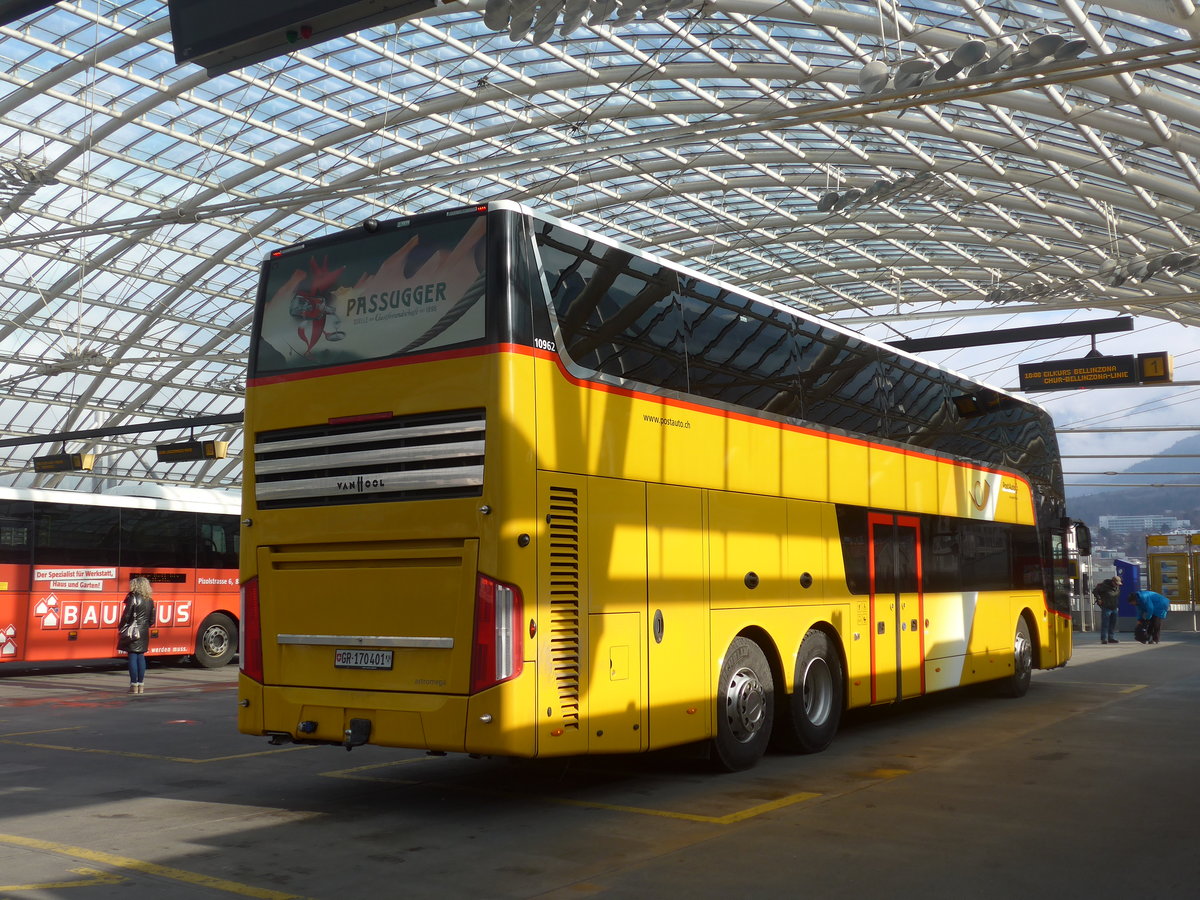 (201'837) - PostAuto Graubnden - GR 170'401 - Van Hool am 2. Mrz 2019 in Chur, Postautostation