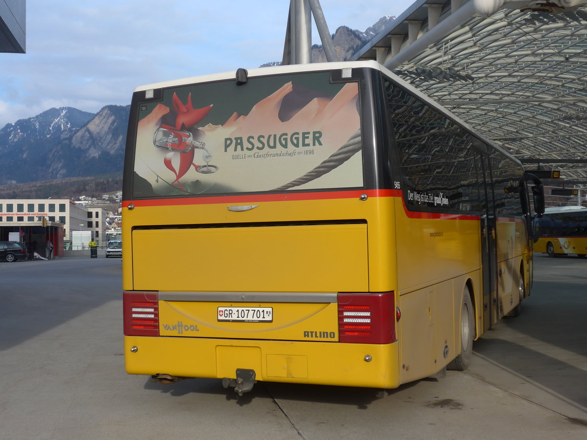 (201'859) - PostAuto Graubnden - GR 107'701 - Van Hool am 2. Mrz 2019 in Chur, Postautostation