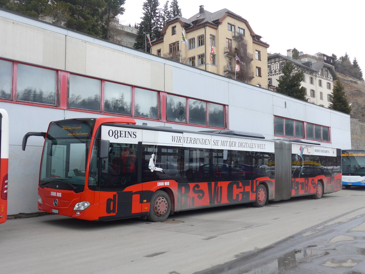 (202'117) - SBC Chur - Nr. 58/GR 155'858 - Mercedes am 10. Mrz 2019 beim Bahnhof St. Moritz