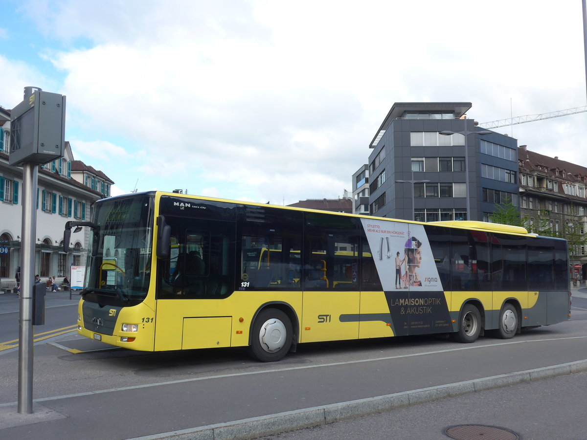 (204'558) - STI Thun - Nr. 131/BE 801'131 - MAN am 29. April 2019 beim Bahnhof Thun