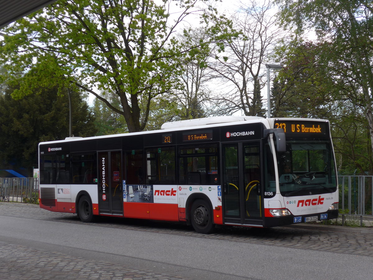 (204'864) - HHA Hamburg - Nr. 8136/HH-JA 3114 - Mercedes am 11. Mai 2019 in Hamburg, U-Bahnhof Billstedt