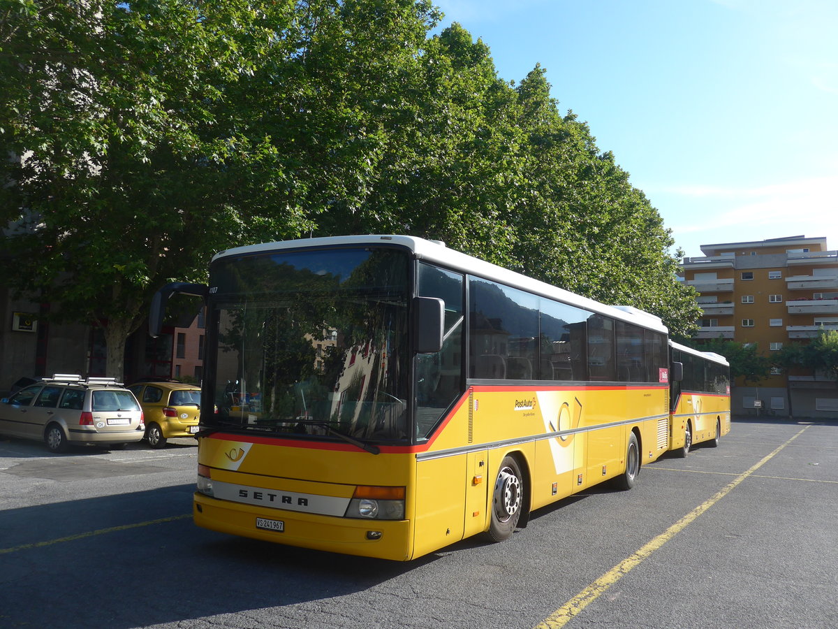 (208'489) - PostAuto Wallis - VS 241'967 - Setra (ex Zerzuben, Visp-Eyholz Nr. 65; ex PostAuto Wallis) am 4. August 2019 in Brig, Garage