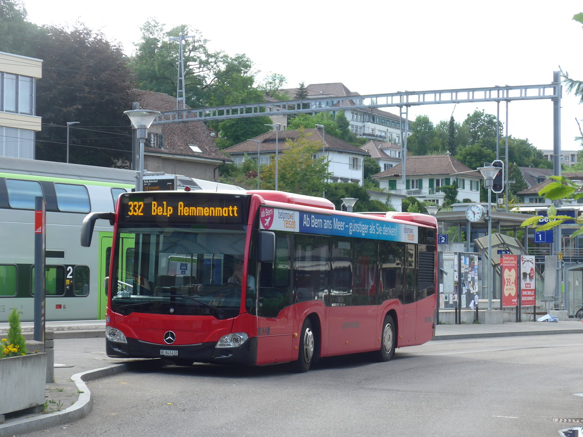(208'587) - Bernmobil, Bern - Nr. 432/BE 843'432 - Mercedes am 10. August 2019 beim Bahnhof Belp