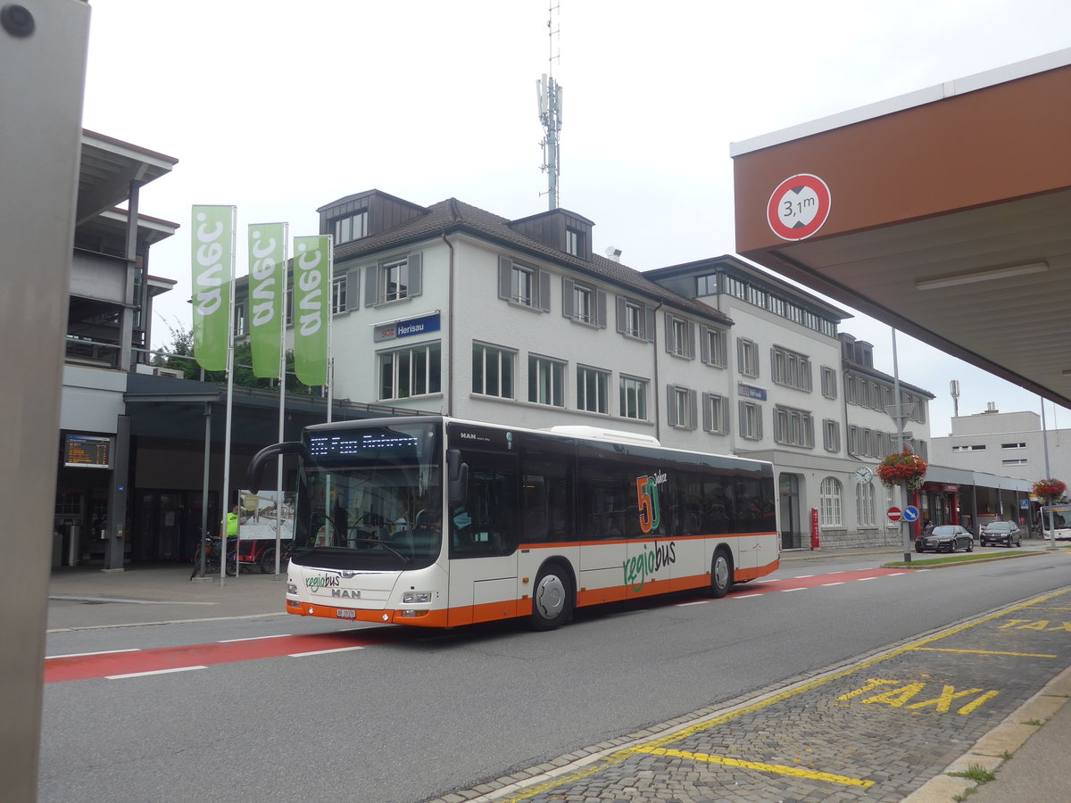 (208'902) - VBH Herisau - Nr. 13/AR 29'378 - MAN am 17. August 2019 beim Bahnhof Herisau