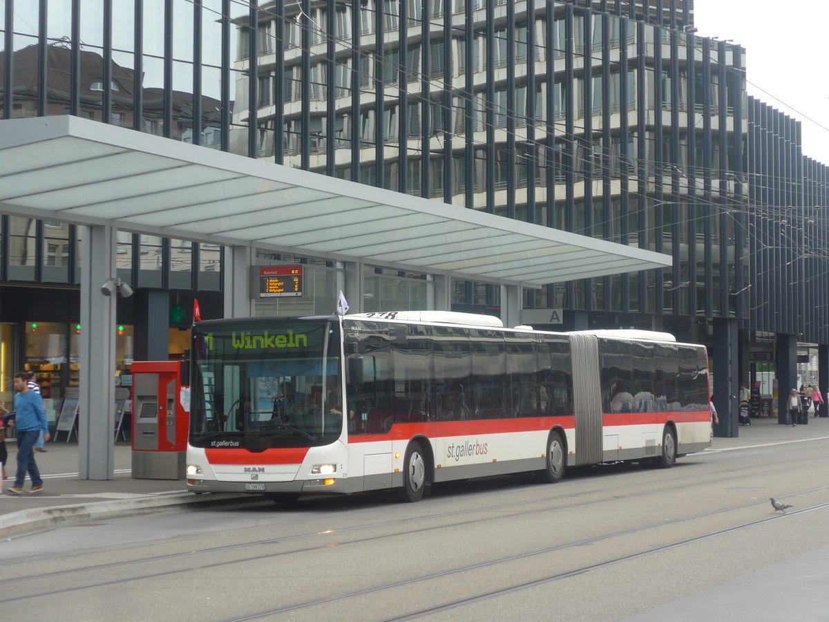 (208'933) - St. Gallerbus, St. Gallen - Nr. 278/SG 198'278 - MAN am 17. August 2019 beim Bahnhof St. Gallen