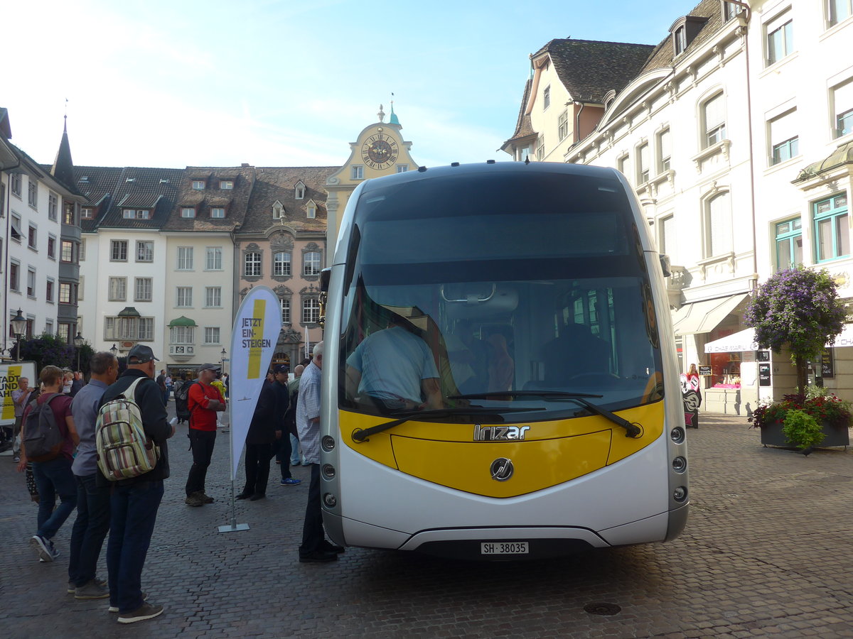 (209'544) - VBSH Schaffhausen - Nr. 35/SH 38'035 - Irizar (Probefahrzeug) am 14. September 2019 in Schaffhausen, Fronwagplatz