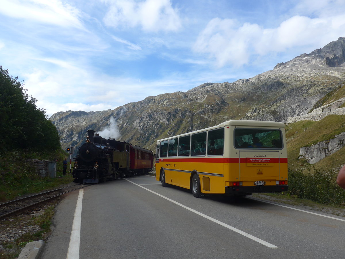 (209'789) - Kolb, Grasswil - Nr. 3/BE 93'915 - Saurer/R&J (ex Schmocker, Stechelberg Nr. 3; ex Schmocker, Stechelberg Nr. 1; ex Gertsch, Stechelberg Nr. 1) am 22. September 2019 bei Oberwald