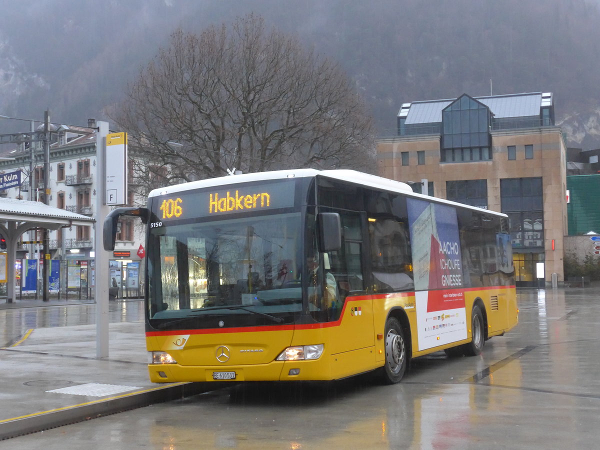 (213'077) - PostAuto Bern - BE 610'531 - Mercedes am 22. Dezember 2019 beim Bahnhof Interlaken West