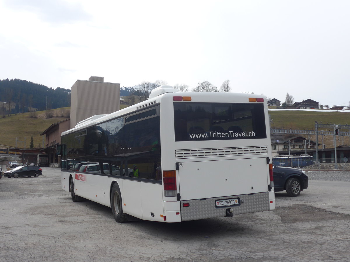 (214'387) - Tritten, Zweisimmen - Nr. 52/BE 26'971 - Setra (ex Interbus, Yverdon Nr. 52; ex AAGL Liestal Nr. 63) am 17. Februar 2020 beim Bahnhof Zweisimmen