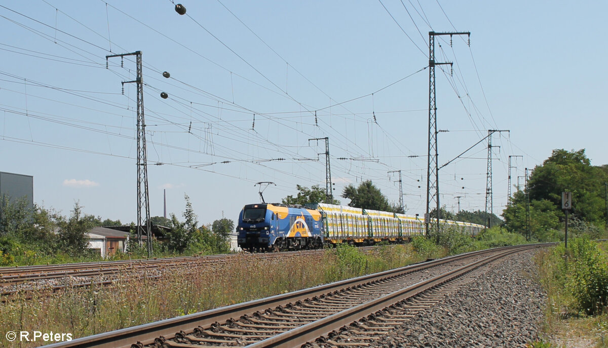 2159 229-4  Kratos  zieht mit dem SchwaigerHolzzug aus Hängersberg durch Nürnberg Hohe Marter. 13.08.24