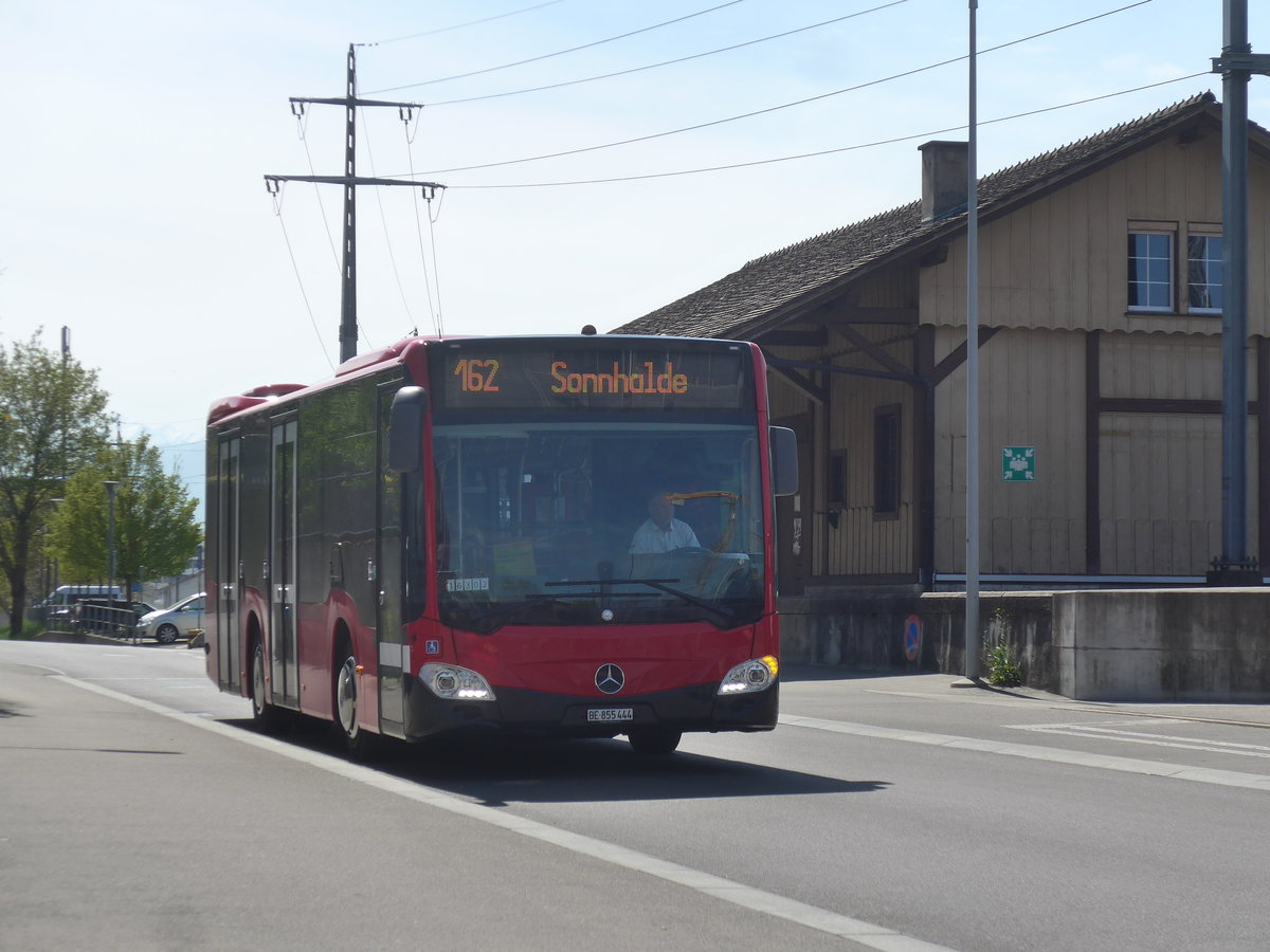 (216'121) - Bernmobil, Bern - Nr. 444/BE 855'444 - Mercedes am 16. April 2020 beim Bahnhof Mnsingen