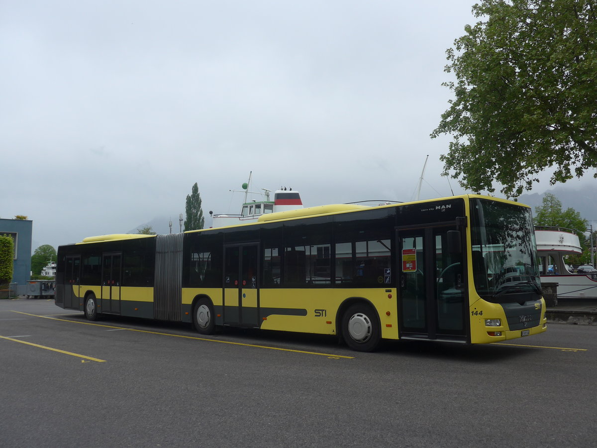 (216'604) - STI Thun - Nr. 144/BE 801'144 - MAN am 1. Mai 2020 bei der Schifflndte Thun