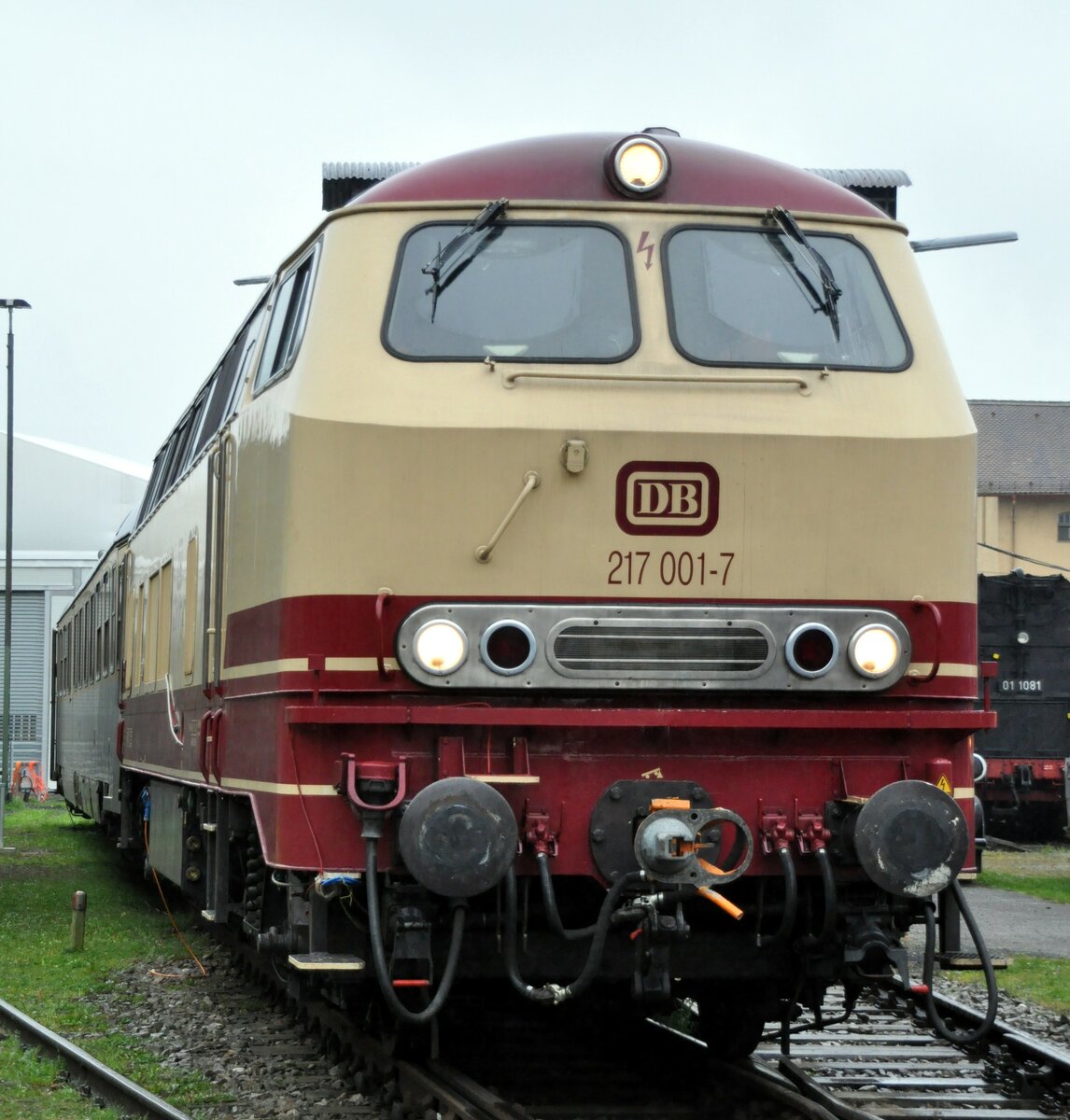 217 001-7 im Bahnpark Augsburg am 25.10.2009.