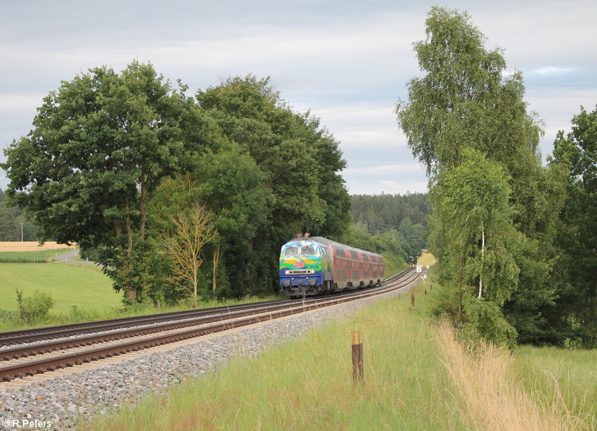 218 443  Donna  als RE2 RE4862 München - Hof bei Naabdemenreuth. 07.07.24