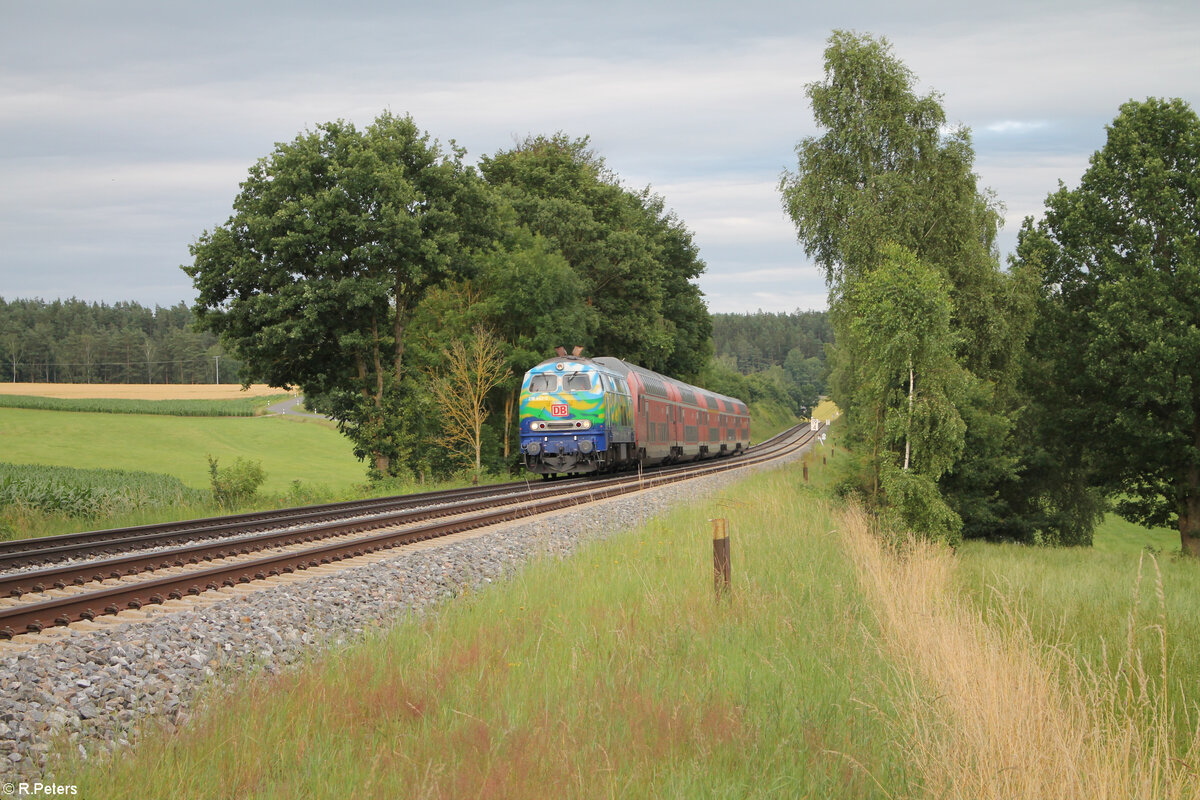 218 443  Donna  als RE2 RE4862 München - Hof bei Naabdemenreuth. 07.07.24
