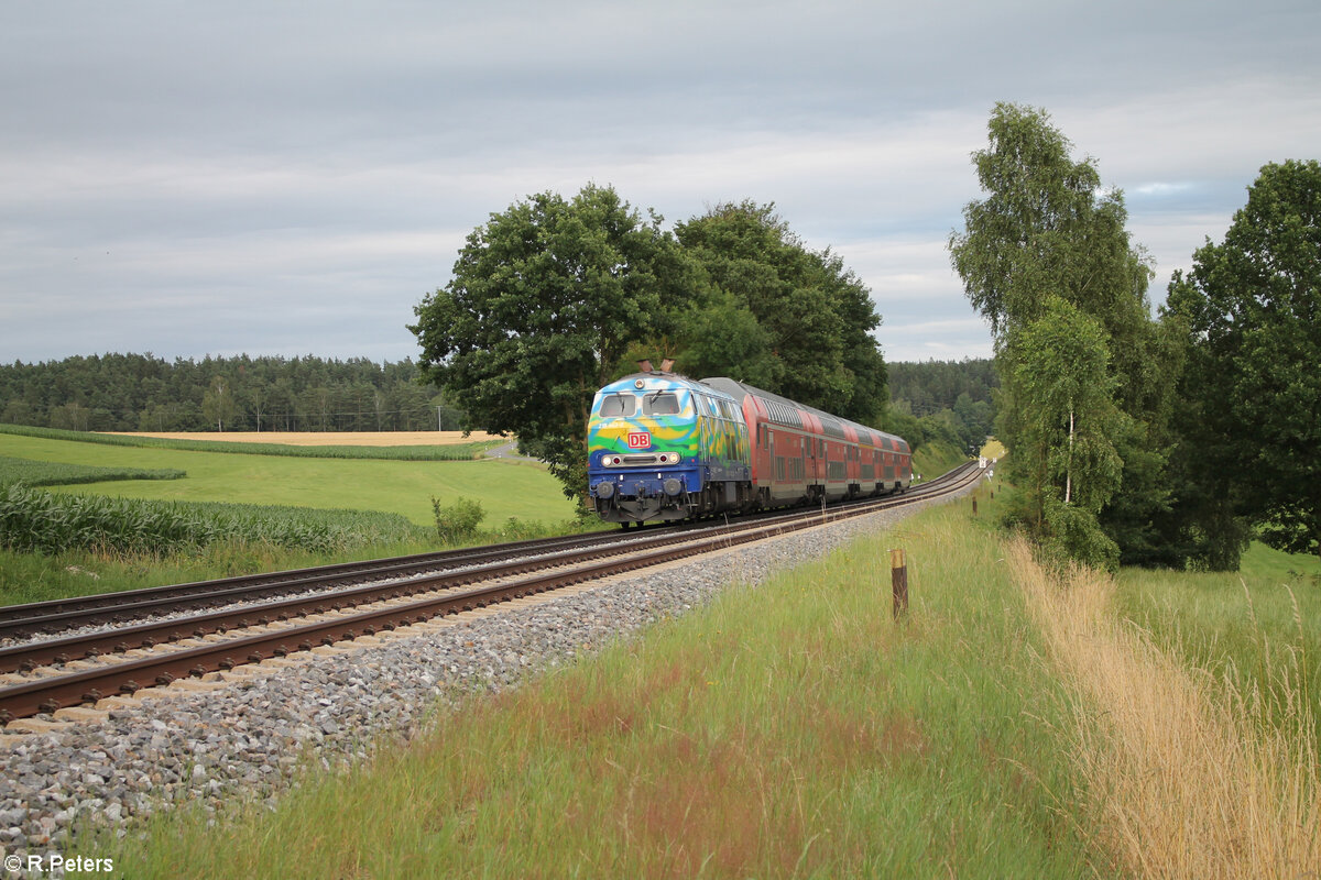 218 443  Donna  als RE2 RE4862 München - Hof bei Naabdemenreuth. 07.07.24