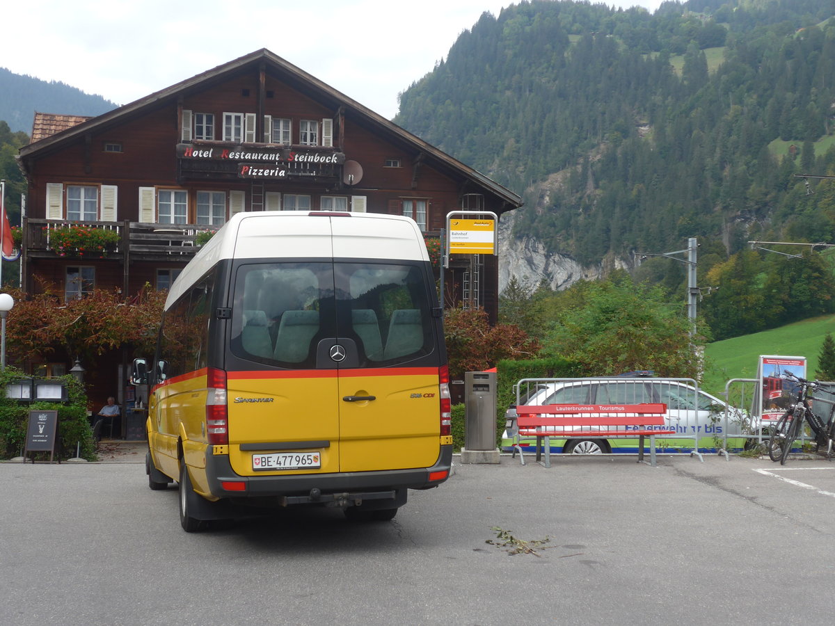 (220'924) - PostAuto Bern - BE 477'965 - Mercedes am 21. September 2020 beim Bahnhof Lauterbrunnen