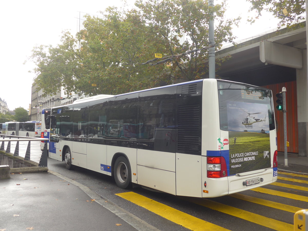 (221'030) - TL Lausanne - Nr. 315/VD 556'537 - MAN am 23. September 2020 in Lausanne, Chauderon