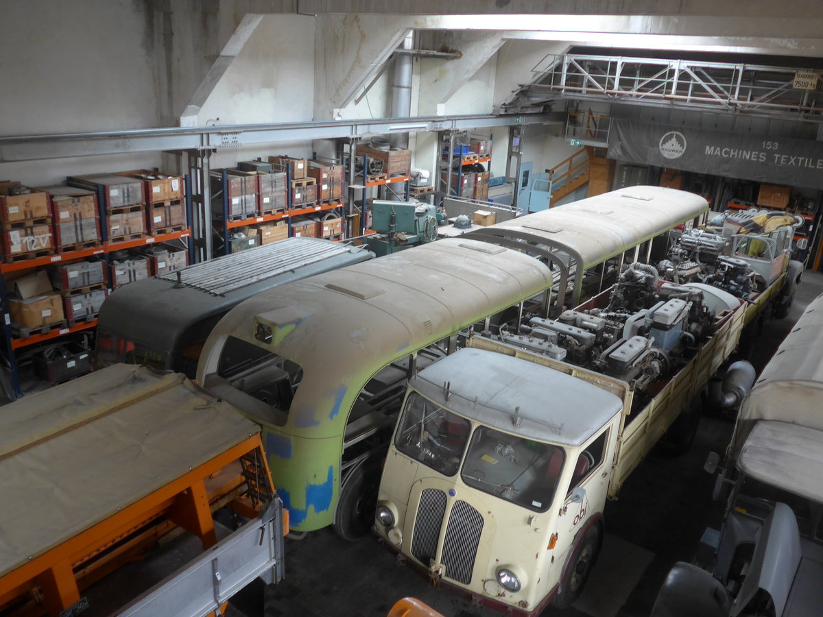 (222'282) - VBZ Zrich (OCS) - Nr. 553 - Saurer/Saurer (ex Nr. 201) am 21. Oktober 2020 in Arbon, Saurermuseum Depot (1. Gelenkautobus der Schweiz!)