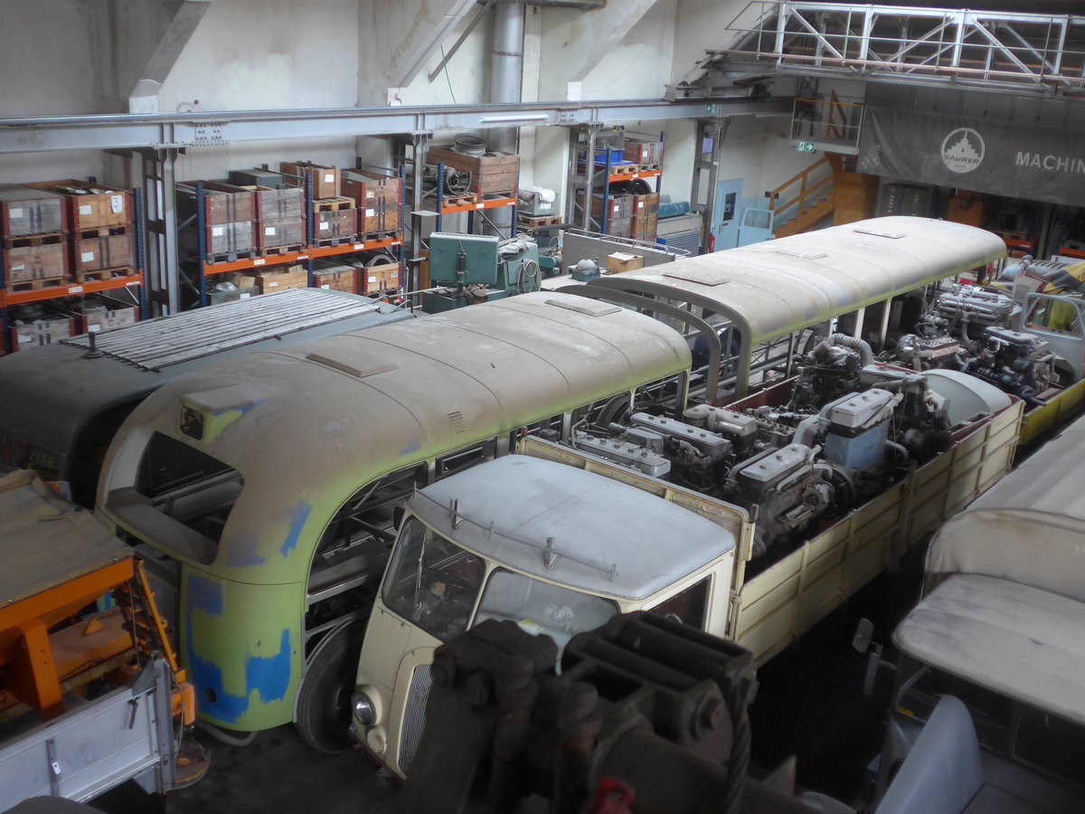 (222'283) - VBZ Zrich (OCS) - Nr. 553 - Saurer/Saurer (ex Nr. 201) am 21. Oktober 2020 in Arbon, Saurermuseum Depot (1. Gelenkautobus der Schweiz!)