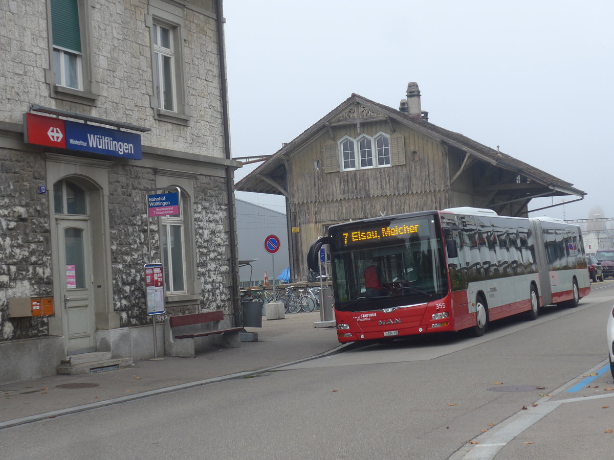 (222'672) - SW Winterthur - Nr. 355/ZH 886'355 - MAN am 25. Oktober 2020 beim Bahnhof Winterthur Wlflingen
