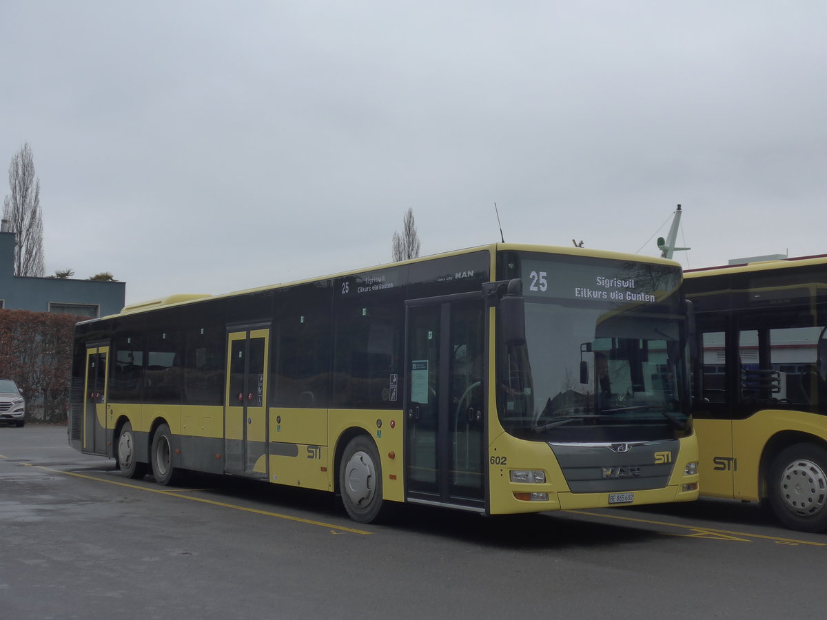 (223'260) - STI Thun - Nr. 602/BE 865'602 - MAN am 3. Januar 2021 bei der Schifflndte Thun