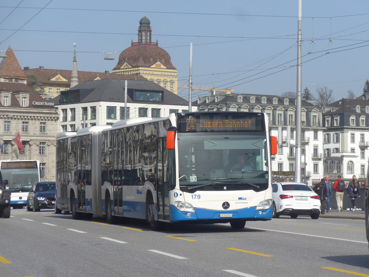 (223'793) - VBL Luzern - Nr. 179/LU 240'937 - Mercedes am 26. Februar 2021 in Luzern, Bahnhofbrcke