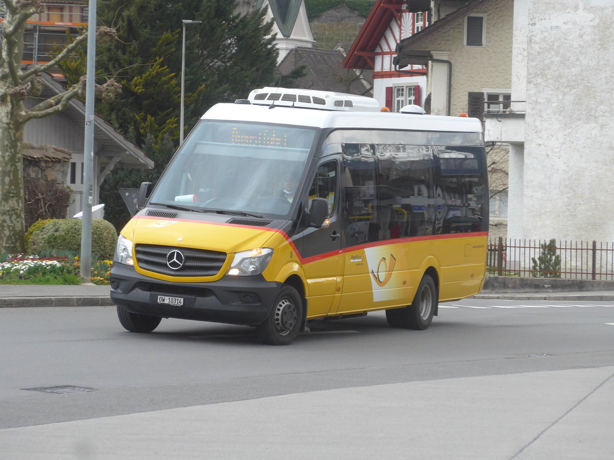 (224'378) - PostAuto Zentralschweiz - Nr. 8/OW 10'314 - Mercedes (ex Dillier, Sarnen Nr. 8) am 27. Mrz 2021 beim Bahnhof Sarnen