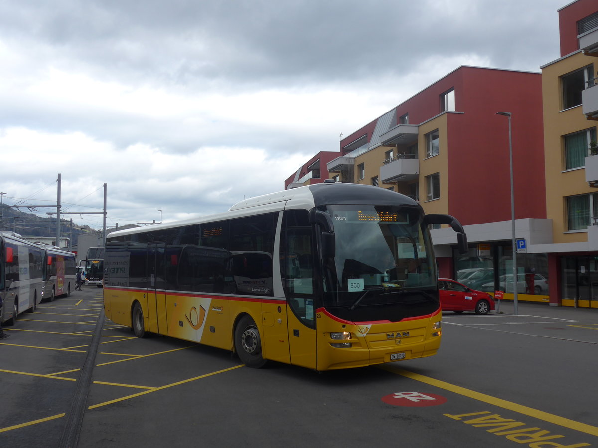 (224'440) - PostAuto Zentralschweiz - Nr. 20/OW 10'070 - MAN (ex Dillier, Sarnen Nr. 20) am 27. Mrz 2021 beim Bahnhof Stansstad