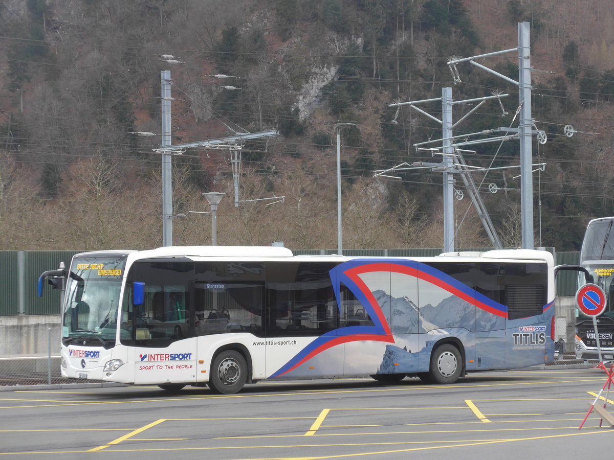 (224'441) - EAB Engelberg - Nr. 5/OW 10'241 - Mercedes (ex VZO Grningen; ex Vorfhrfahrzeug) am 27. Mrz 2021 beim Bahnhof Stansstad